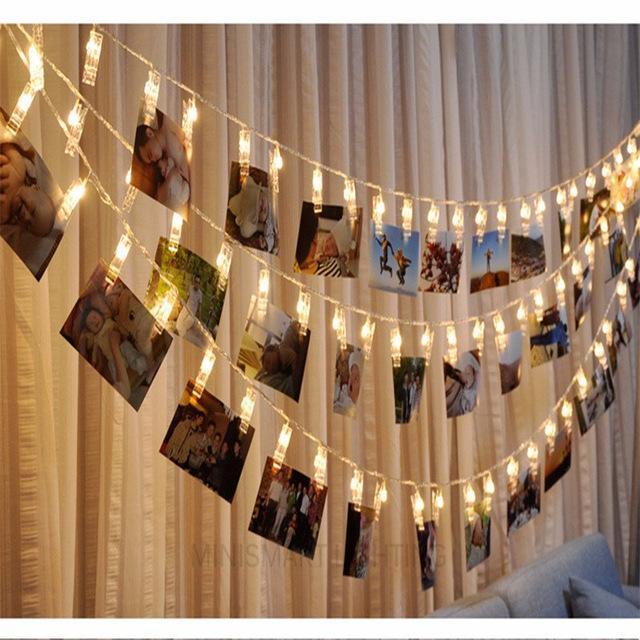 All Homes LED Photo Holder String Lights – Warm Photo Display Fairy Lights for Wall Decor