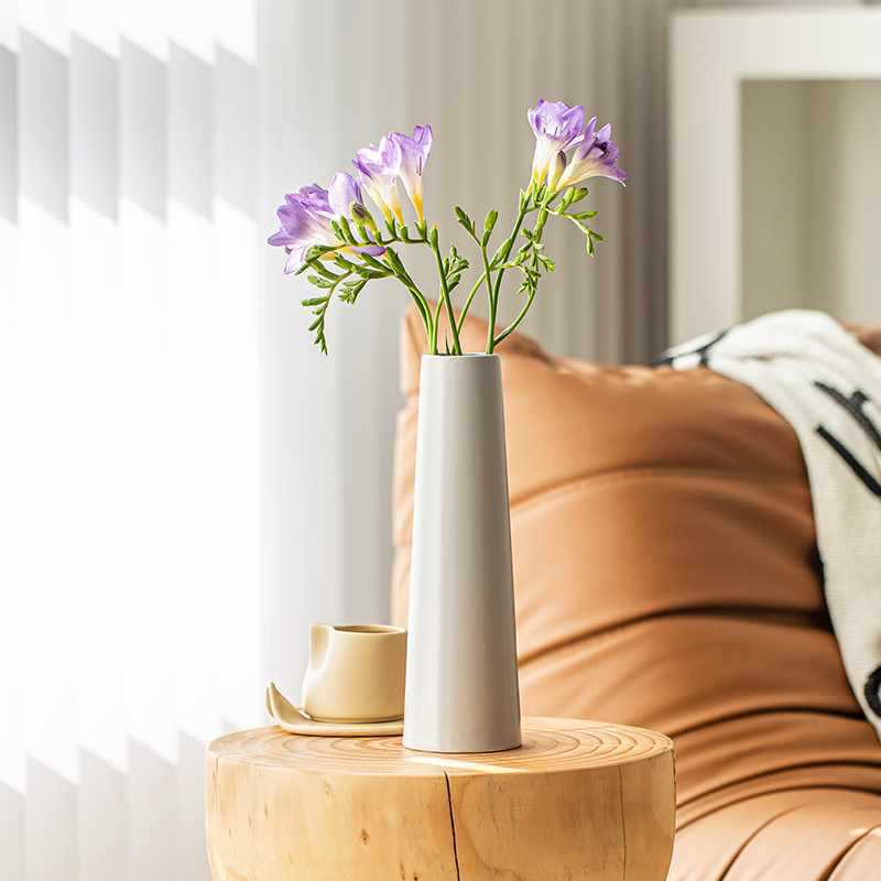 All Homes Ceramic Tulip Vase – Narrow Mouth Rose Flower Arrangement Decor