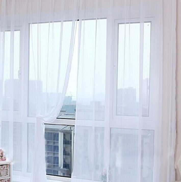 All Homes Modern Sheer Curtains – Solid Tulle Transparent Curtains for Living Room & Bedroom