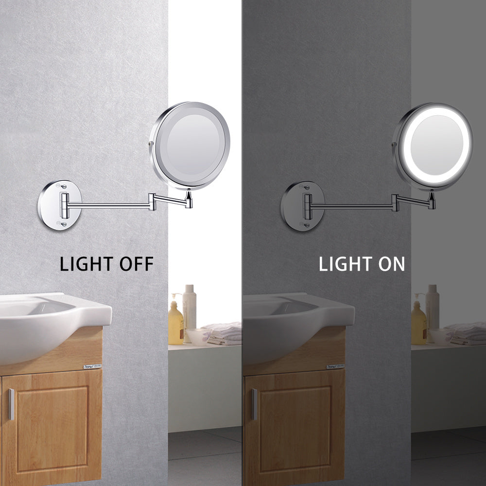 Wall Mounted Vanity Mirror with LED Light | Folding Double-Sided 7-Inch | All Homes