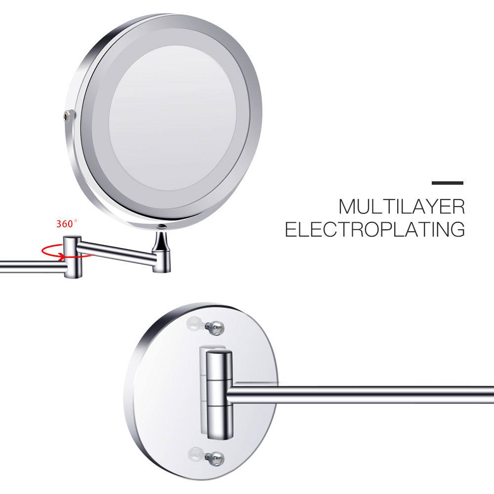Wall Mounted Vanity Mirror with LED Light | Folding Double-Sided 7-Inch | All Homes
