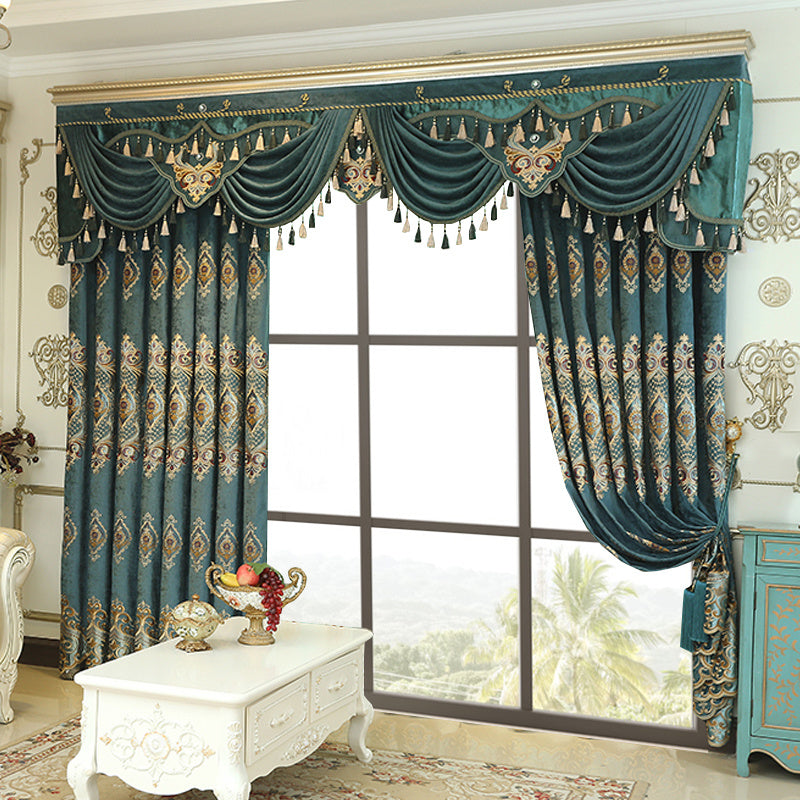 Luxury Green Velvet Curtains – Elegant Embroidered Blackout Drapes | All Homes