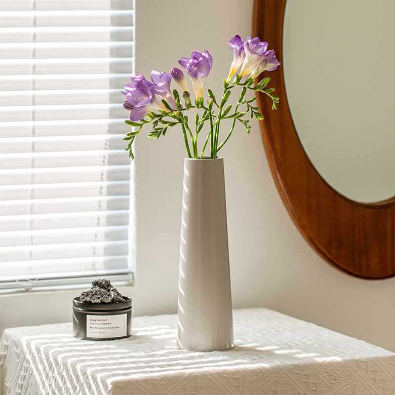 All Homes Ceramic Tulip Vase – Narrow Mouth Rose Flower Arrangement Decor