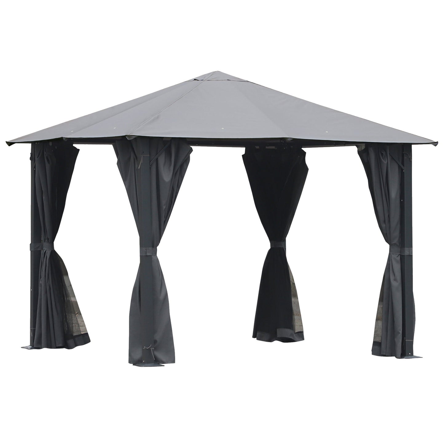 10'x10' Patio Gazebo with Outdoor Curtains & Privacy Canopy | All Homes