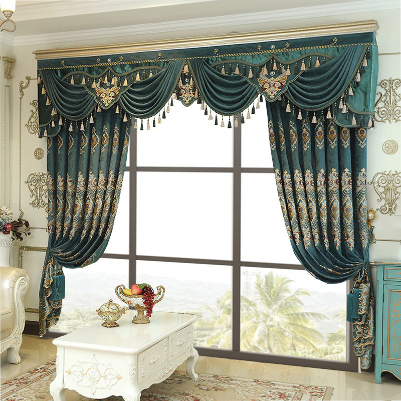 Luxury Green Velvet Curtains – Elegant Embroidered Blackout Drapes | All Homes