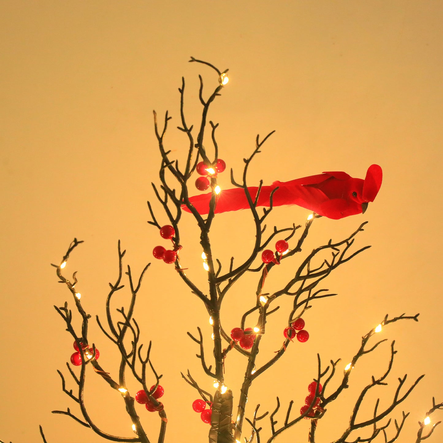 Vintage Mini Birch Tree Light with Cardinals | All Homes