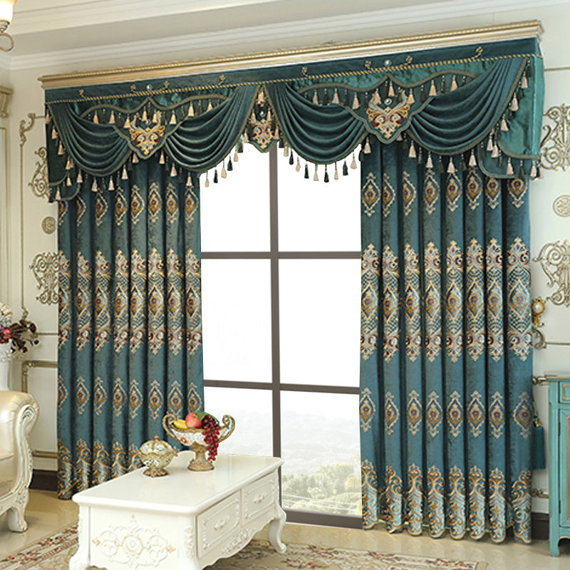Luxury Green Velvet Curtains – Elegant Embroidered Blackout Drapes | All Homes