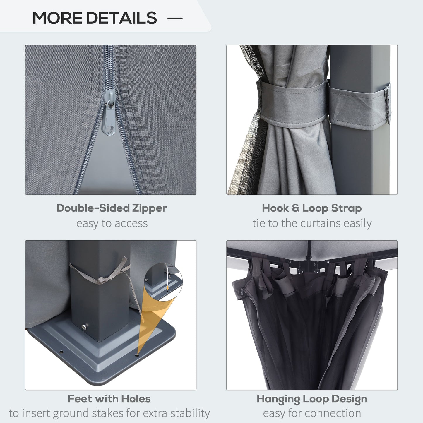 10'x10' Patio Gazebo with Outdoor Curtains & Privacy Canopy | All Homes